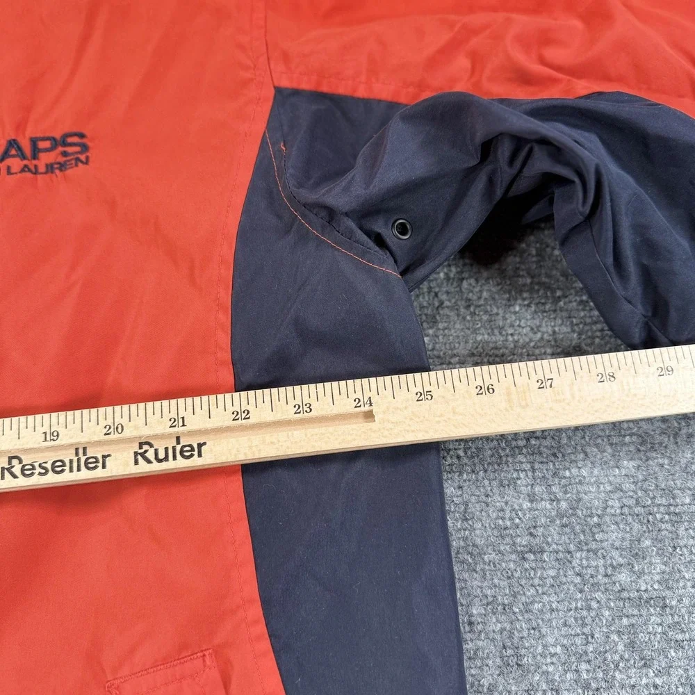 Chaps Ralph Lauren Jacket Mens XL Orange Hooded Windbreaker‎ Outdoor Coat
